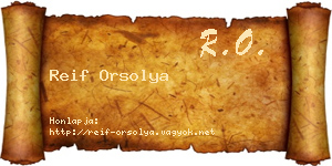 Reif Orsolya névjegykártya
